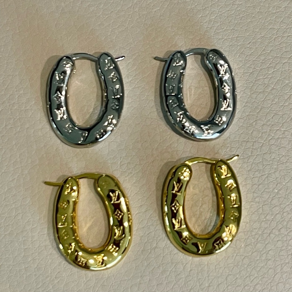 Gold and Silver LV  Hoop Earrings